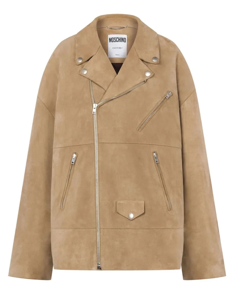 Moschino Bikerjacke aus Wildleder - Nude Nude