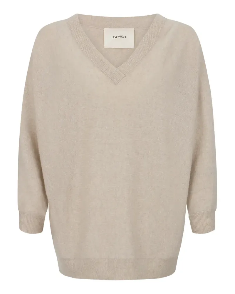 Lisa Yang V-neck long-sleeve sweater - Nude Nude