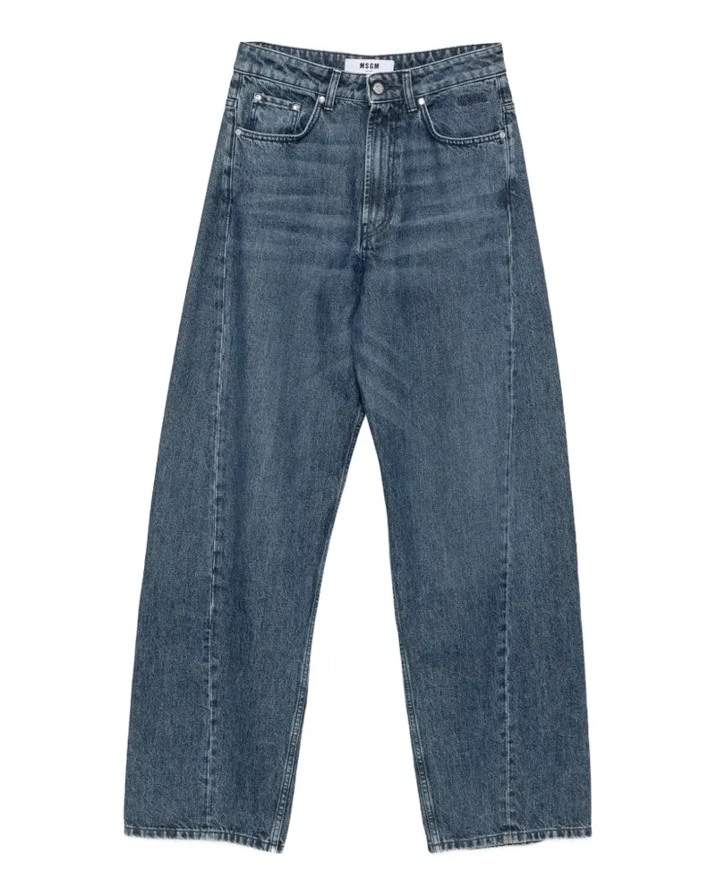 MSGM logo-patch wide-leg jeans - Blau Blau