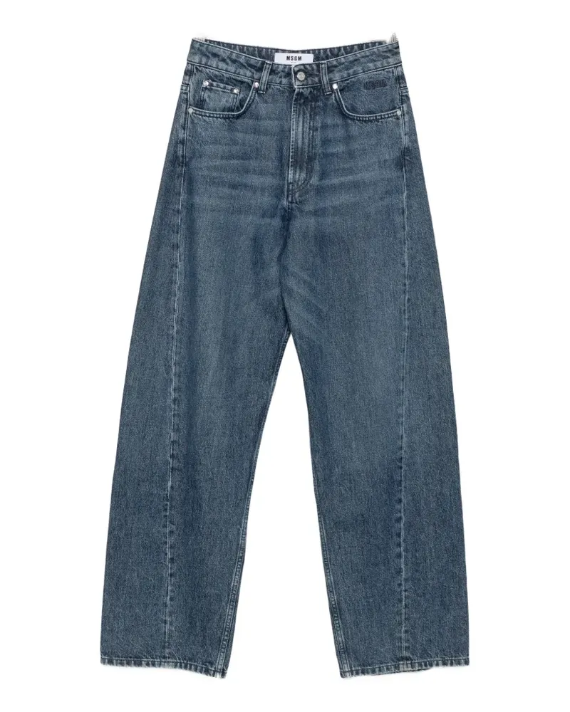 MSGM logo-patch wide-leg jeans - Blau Blau