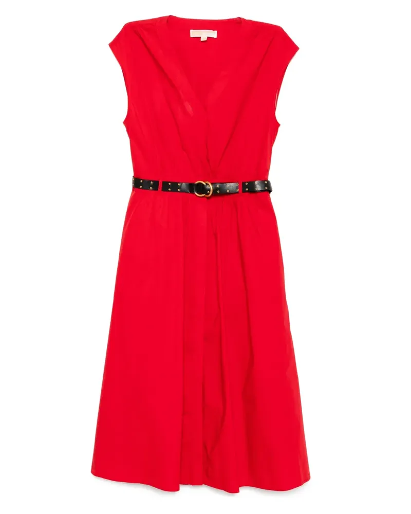 Michael Kors Popeline-Kleid mit Gürtel - Rot Rot