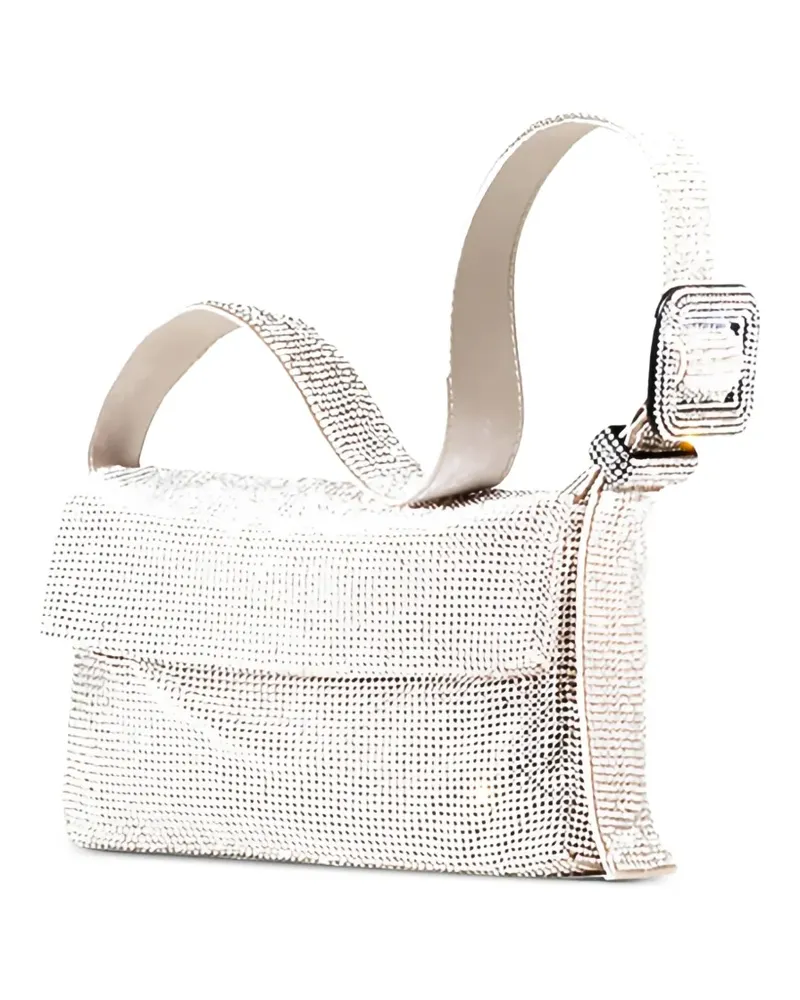 Benedetta Bruzziches Kristallverzierte Schultertasche mit Schnalle - Silber Silber