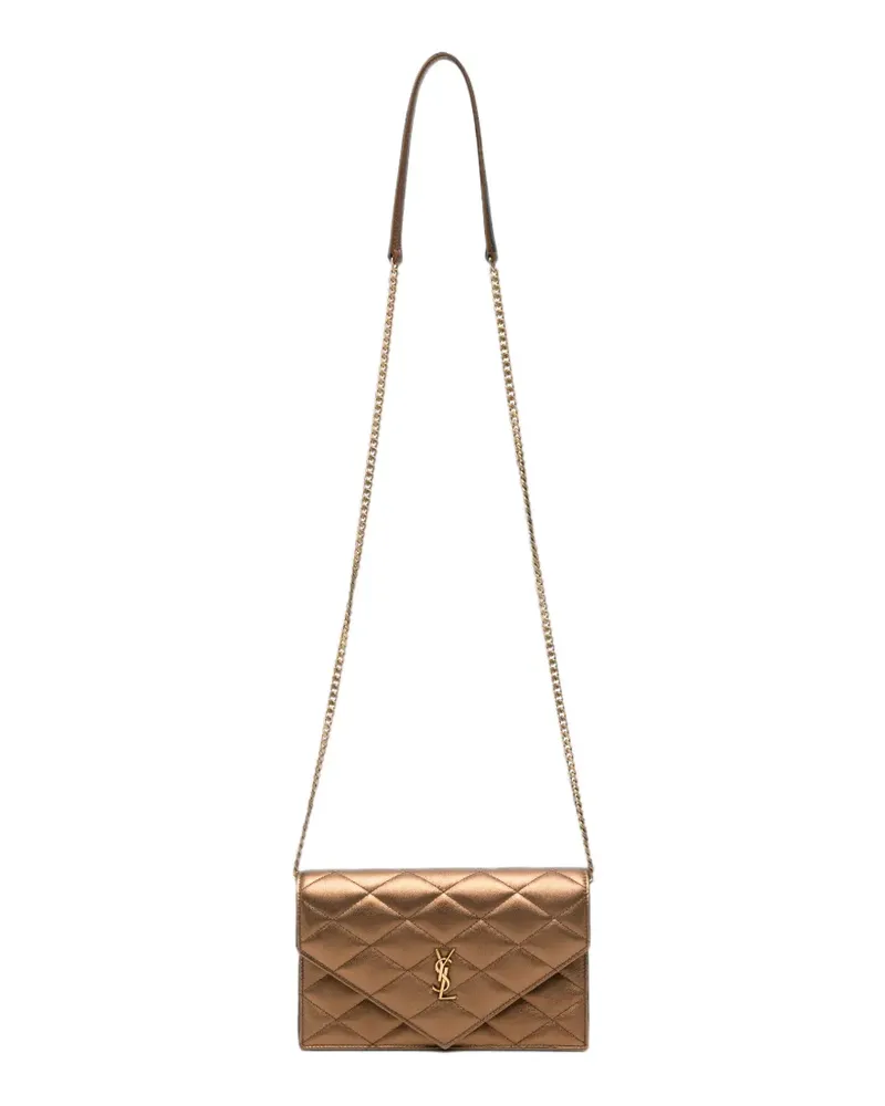 Saint Laurent Mini Paris Umhängetasche aus gestepptem Leder - Braun Braun