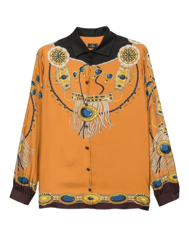 Etro jewellery-print silk shirt - Orange Orange