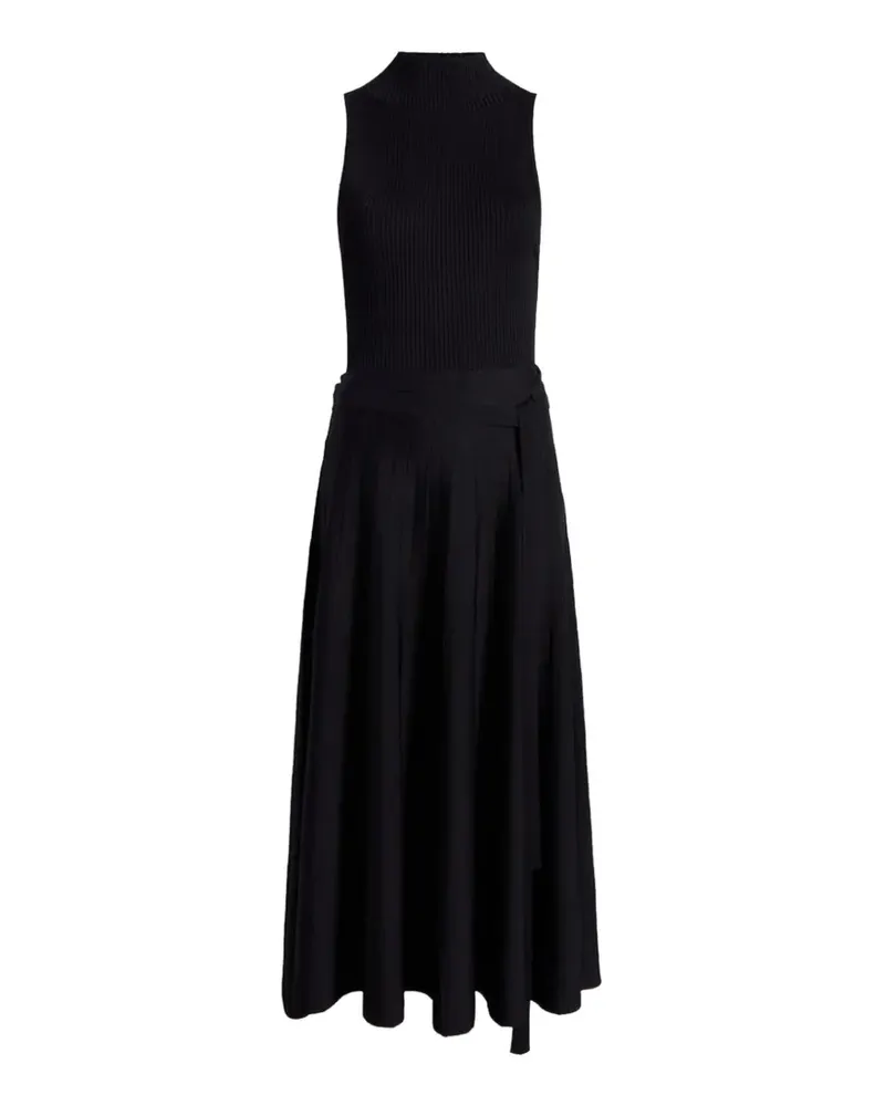 Another Tomorrow pleated mock-neck midi dress - Schwarz Schwarz