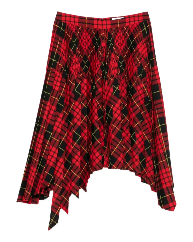 Alexander McQueen check-pattern asymmetric skirt - Rot Rot
