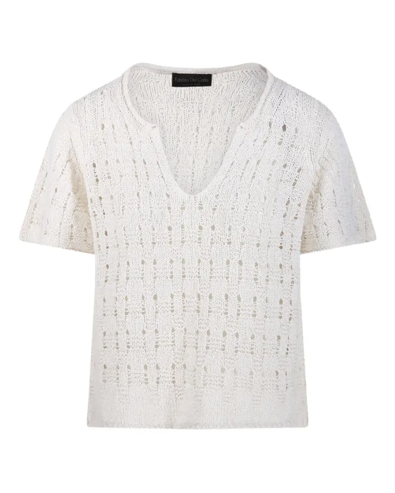 Fabrizio del Carlo Top mit V-Ausschnitt - Weiß Weiß