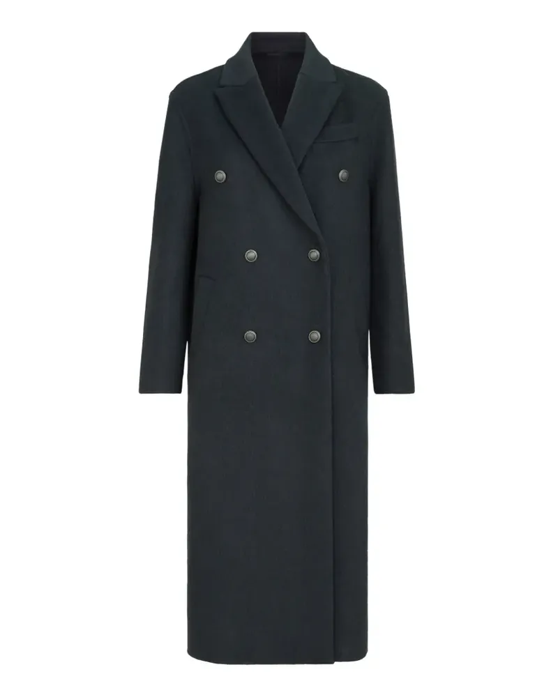Brunello Cucinelli hand-crafted coat in cashmere beaver double cloth with Monili - Grau Grau