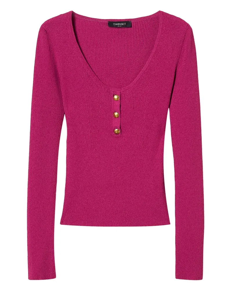 Twin-Set Gerippter Strickpullover - Rosa Rosa