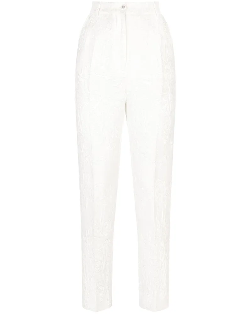 Dolce & Gabbana Hose aus floralem Brokat - Weiß Weiß