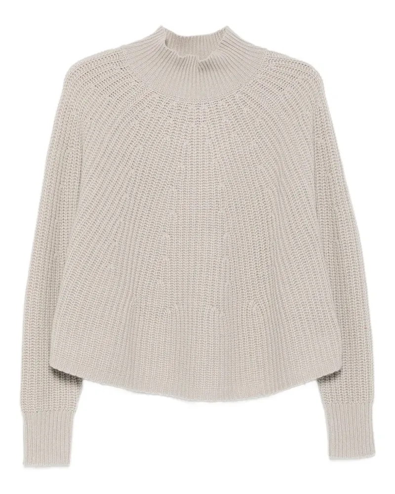 ALLUDE Gerippter Pullover mit Stehkragen - Grau Grau