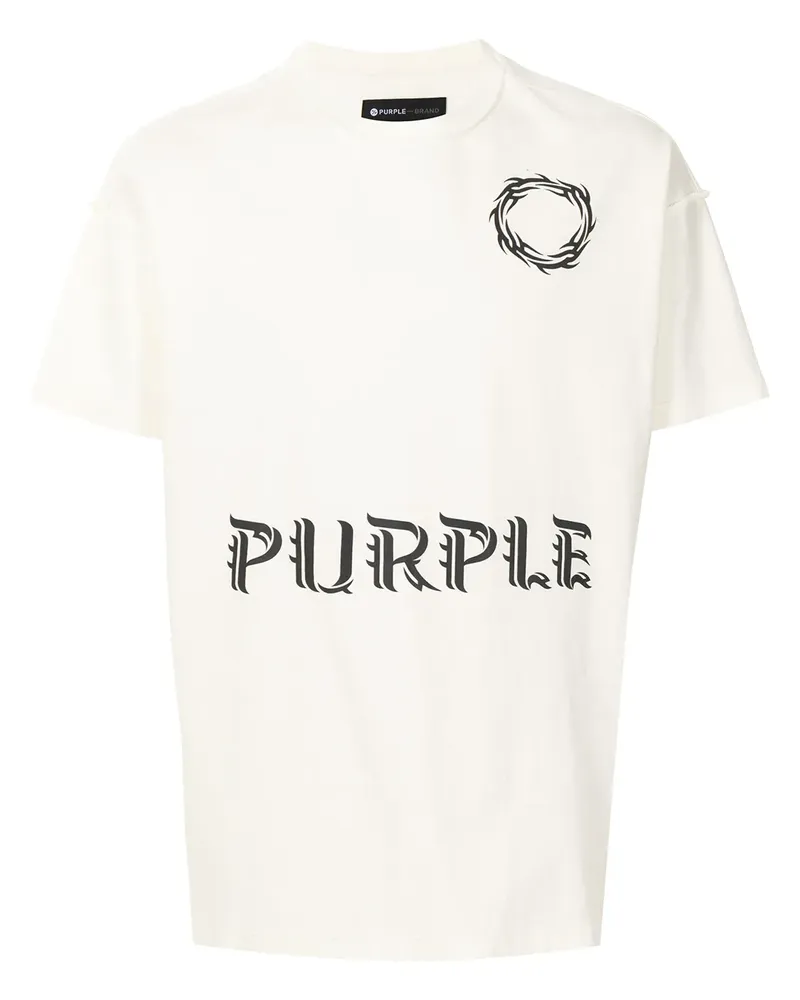 PURPLE BRAND T-Shirt mit Logo-Print - Weiß Weiß