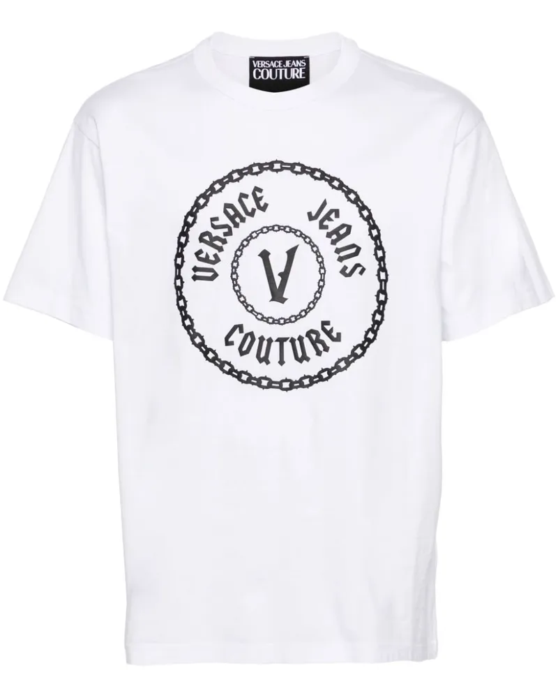 Versace Jeans T-Shirt mit Logo-Print Weiß