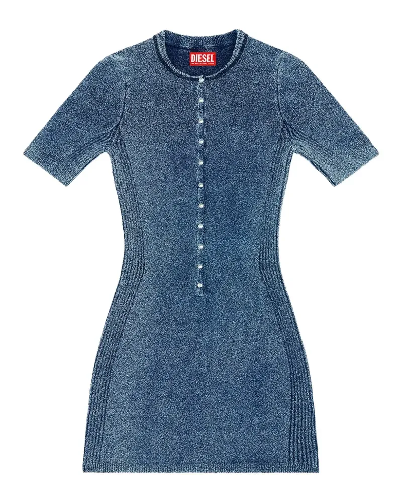 Diesel short dress in indigo bouclé knit - Blau Blau