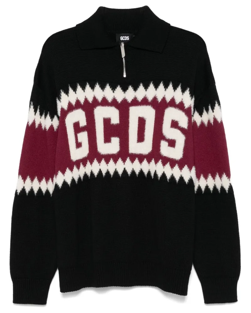 GCDS Pullover mit Logo-Intarsie - Schwarz Schwarz