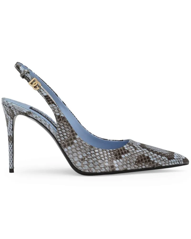 Dolce & Gabbana Pumps mit Schlangenleder-Effekt 90mm - Blau Blau