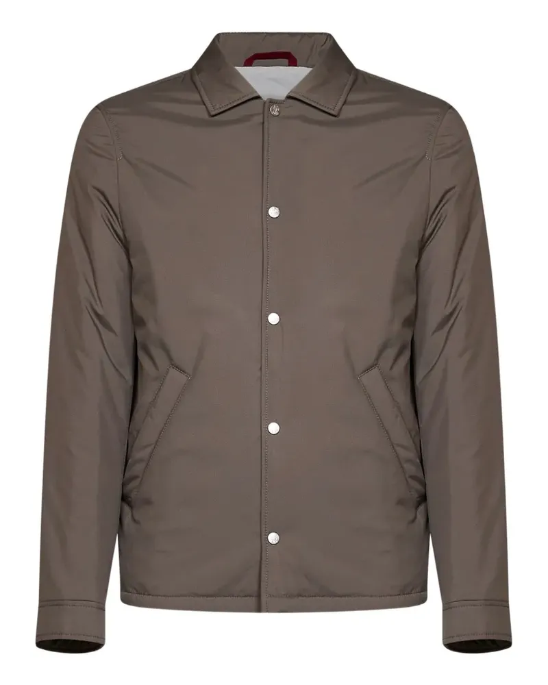 Brunello Cucinelli Wattierte Jacke mit Hemdkragen - Braun Braun