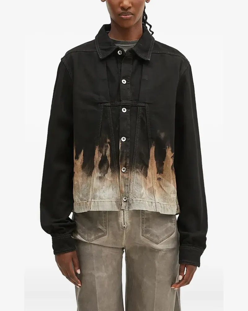 DRKSHDW by Rick Owens Jeansjacke mit Flammen-Print - Schwarz Schwarz
