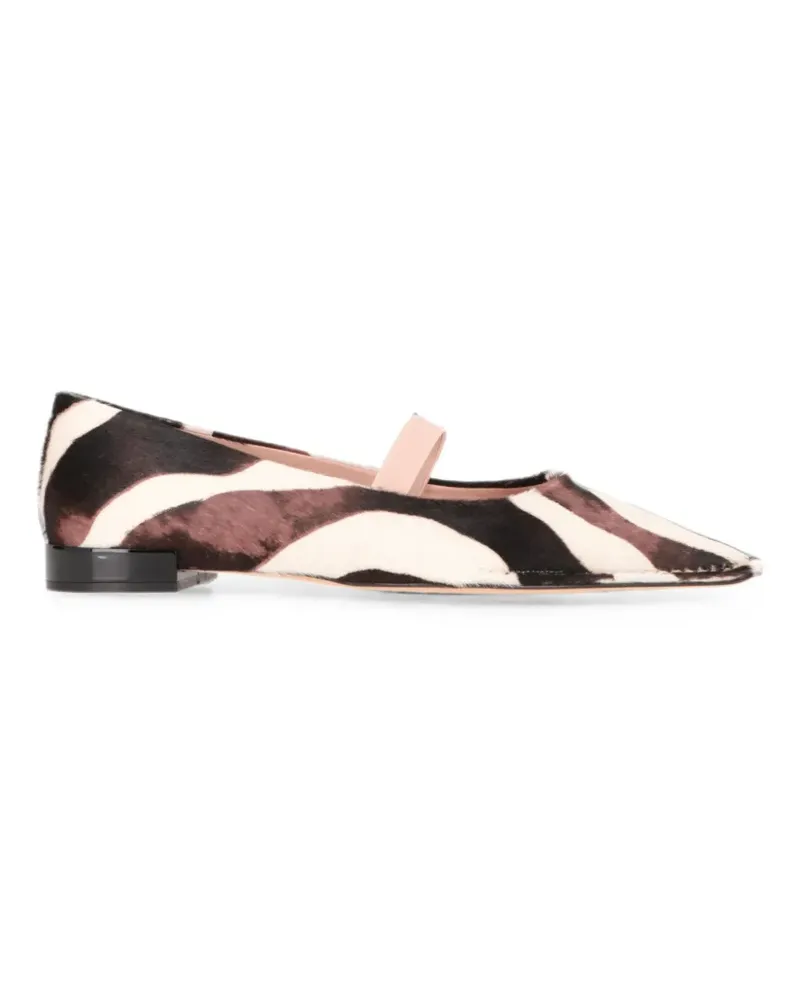 TOD'S zebra-print pointed-toe ballet flats - Nude Nude