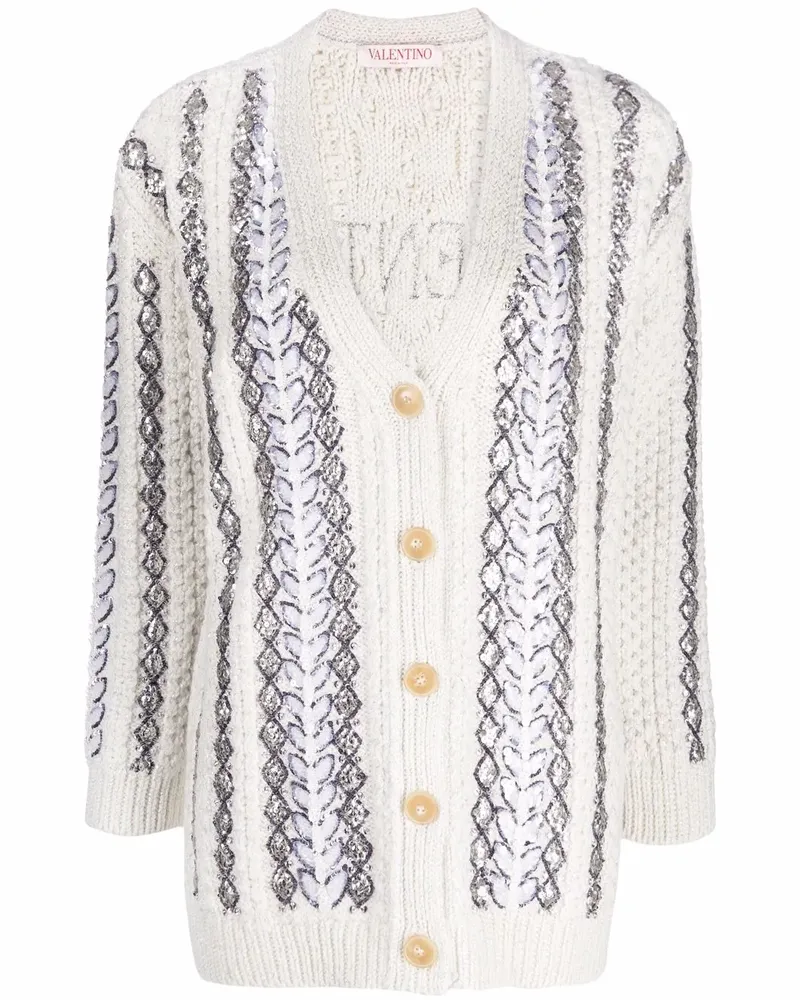 Valentino Garavani Cardigan mit Pailletten - Weiß Weiß
