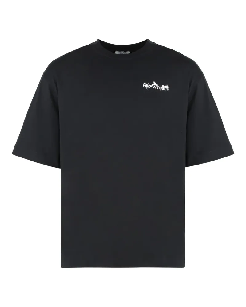 OFF-WHITE floral-print crew-neck T-shirt - Schwarz Schwarz