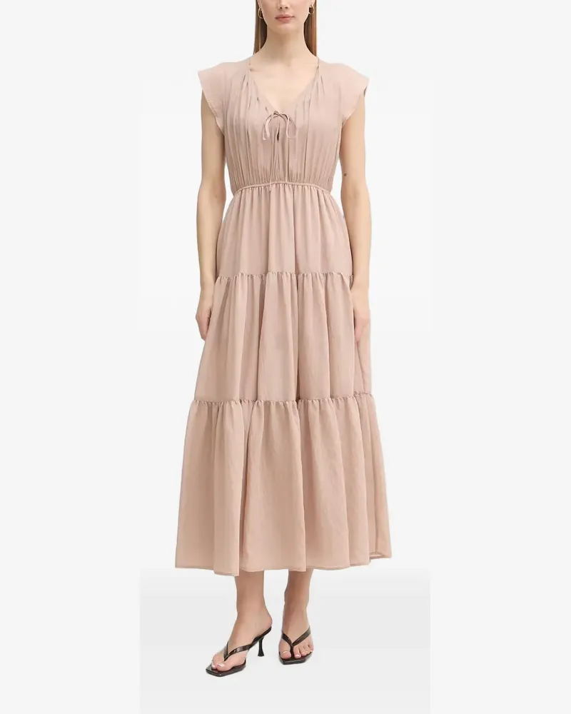 Gaudi pleated tiered midi dress - Nude Nude