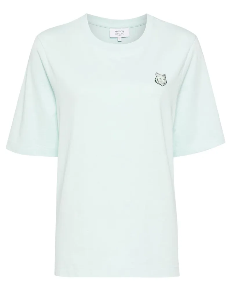Kitsuné T-Shirt mit Fuchskopf-Patch - Grün Grün