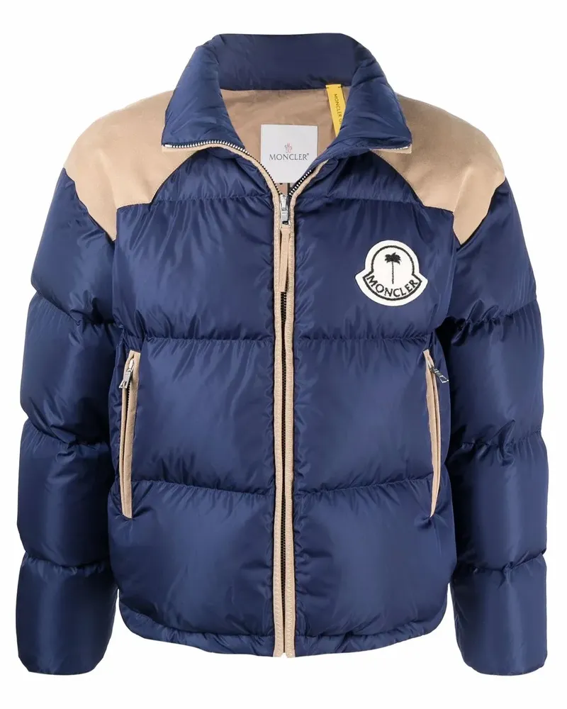 Palm Angels x Moncler Daunenjacke mit Logo-Patch - Blau Blau