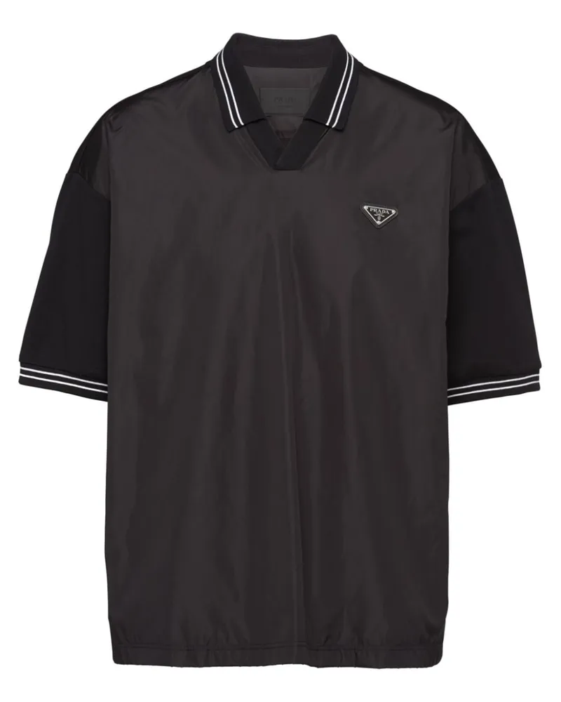 Prada Re-Nylon Piqué-Poloshirt Schwarz