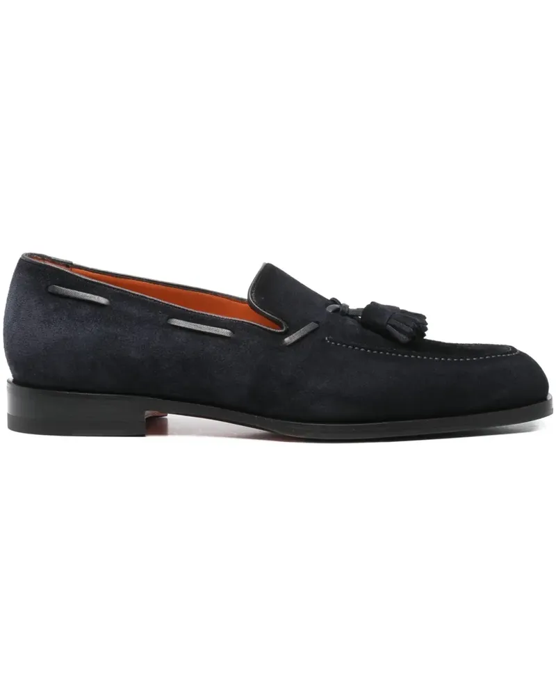 Santoni Loafer aus Wildleder mit Quasten - Blau Blau