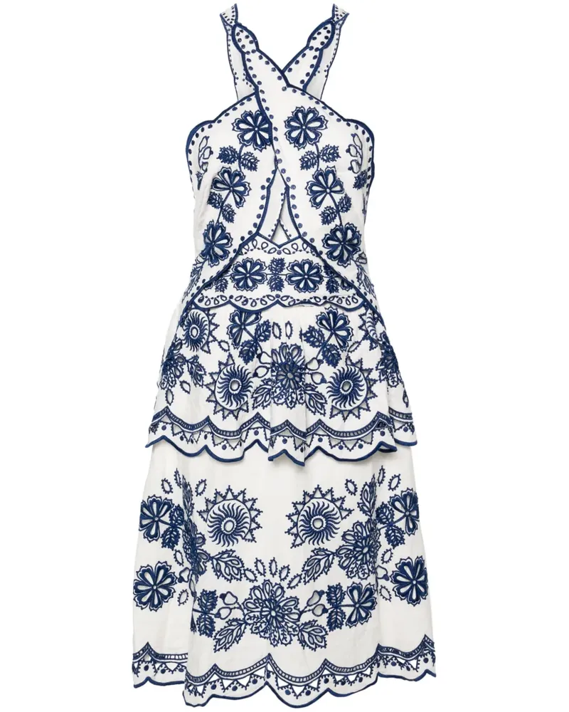 FARM Rio Ärmelloses Kleid mit Lochstickerei - Weiß Weiß