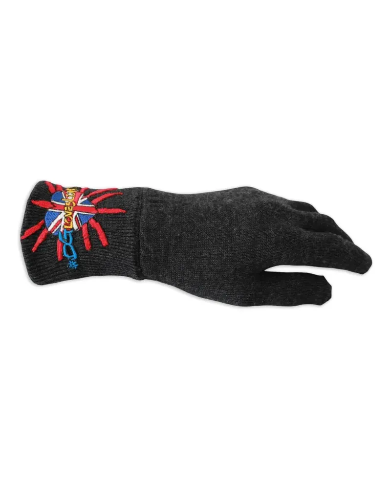 Dolce & Gabbana Handschuhe mit Union Jack-Stickerei - Grau Grau