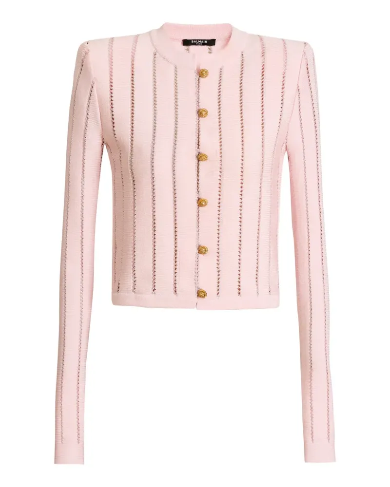 Balmain Cropped-Strickjacke Fléchage - Rosa Rosa