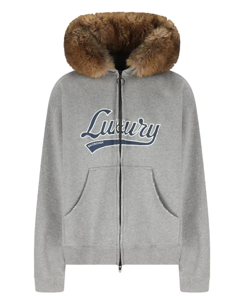 Balenciaga Kapuzenjacke mit Logo-Print - Grau Grau