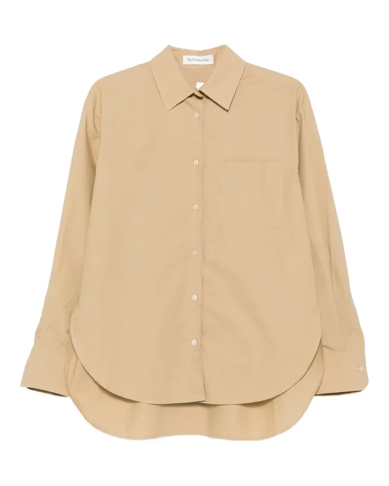 FRANKIE Shop embroidered-logo button-down shirt - Nude Nude