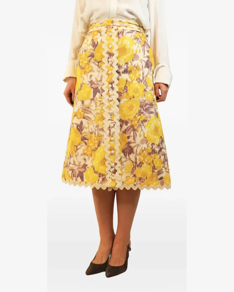 Zimmermann High Tide floral-print midi skirt - Gelb Gelb