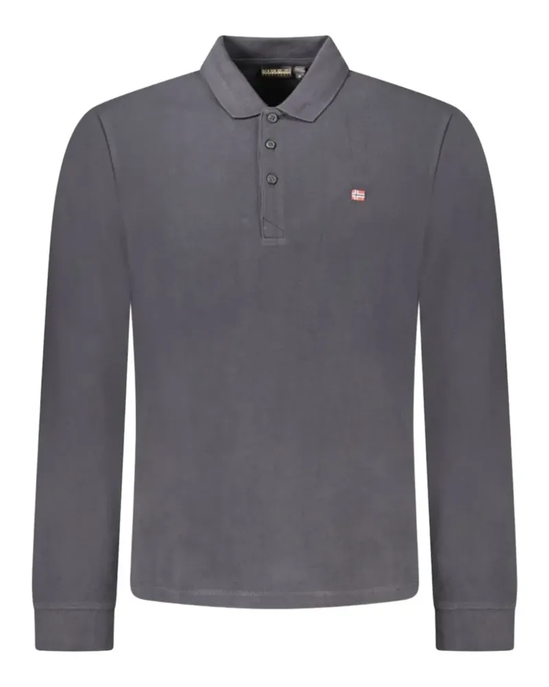 Napapijri long-sleeve logo-embroidered polo shirt - Grau Grau