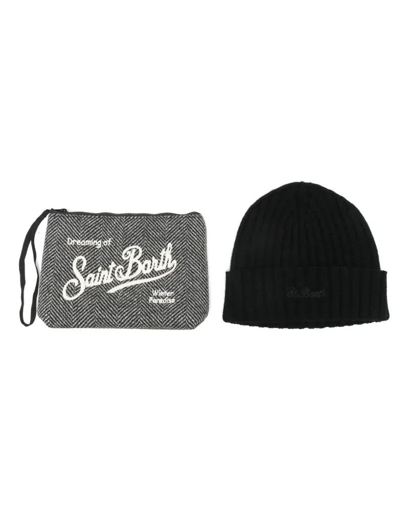 MC2 Saint Barth Set aus Aline Beuteltasche und Wengen Beanie mit Fischgrätenmuster - Grau Grau