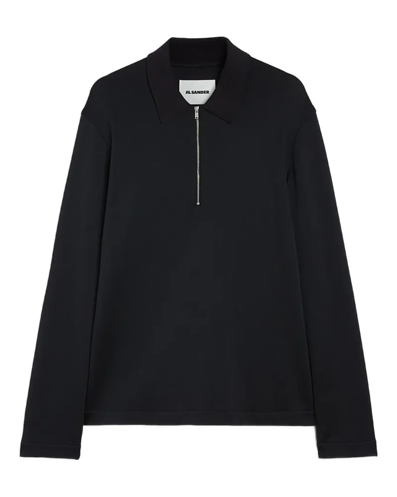 Jil Sander Langärmeliges Poloshirt mit Reißverschluss - Schwarz Schwarz