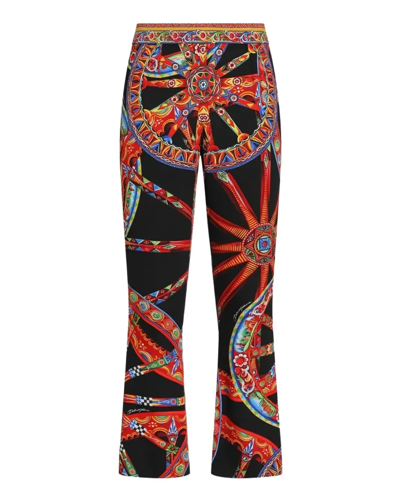 Dolce & Gabbana Charmeuse-Leggings mit Carretto-Print - Schwarz Schwarz