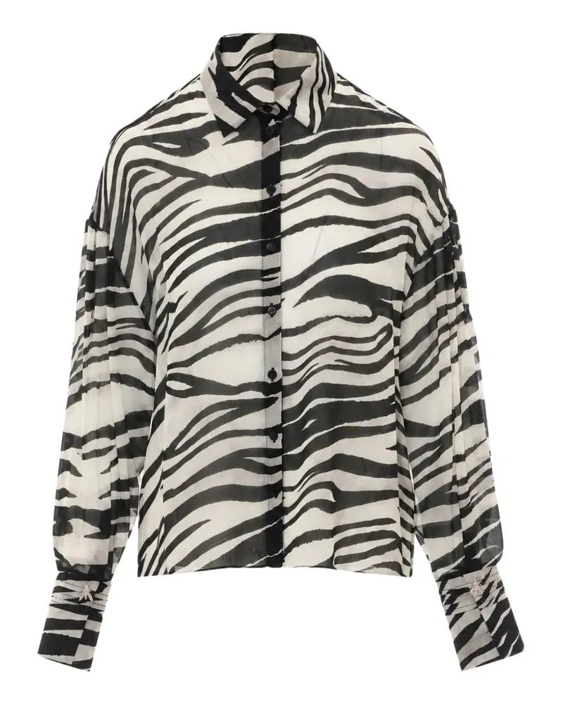 Patrizia Pepe zebra-print semi-sheer shirt - Weiß Weiß