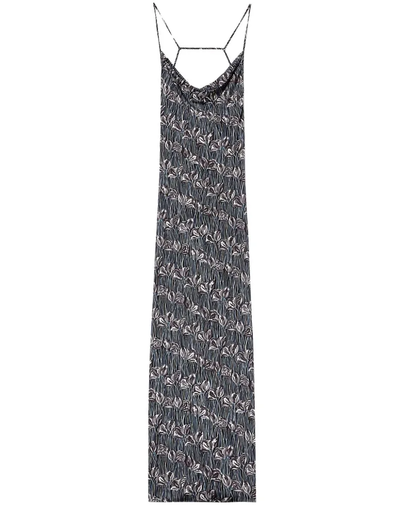 Emilio Pucci Langes Kleid mit Fiori Di Loto-Print - Schwarz Schwarz