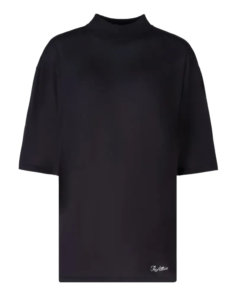 ATTICO T-Shirt mit Logo-Stickerei - Schwarz Schwarz