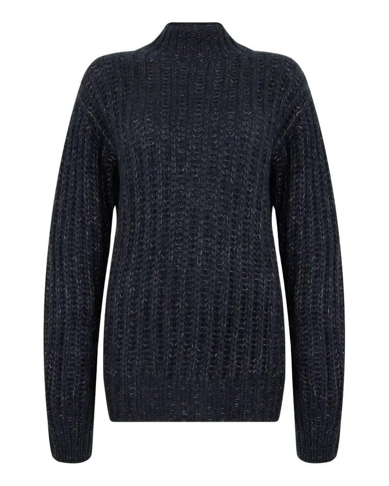 MOORER Gerippter Pullover mit Stehkragen - Blau Blau