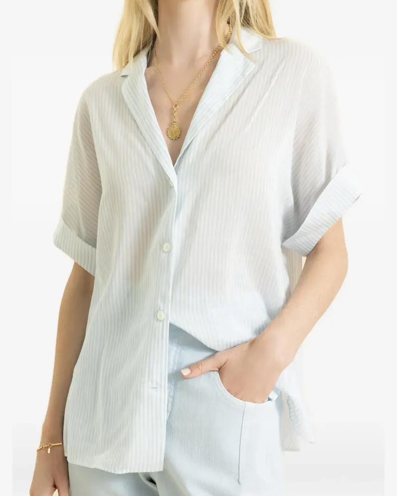 Eleventy button front short-sleeve shirt - Weiß Weiß