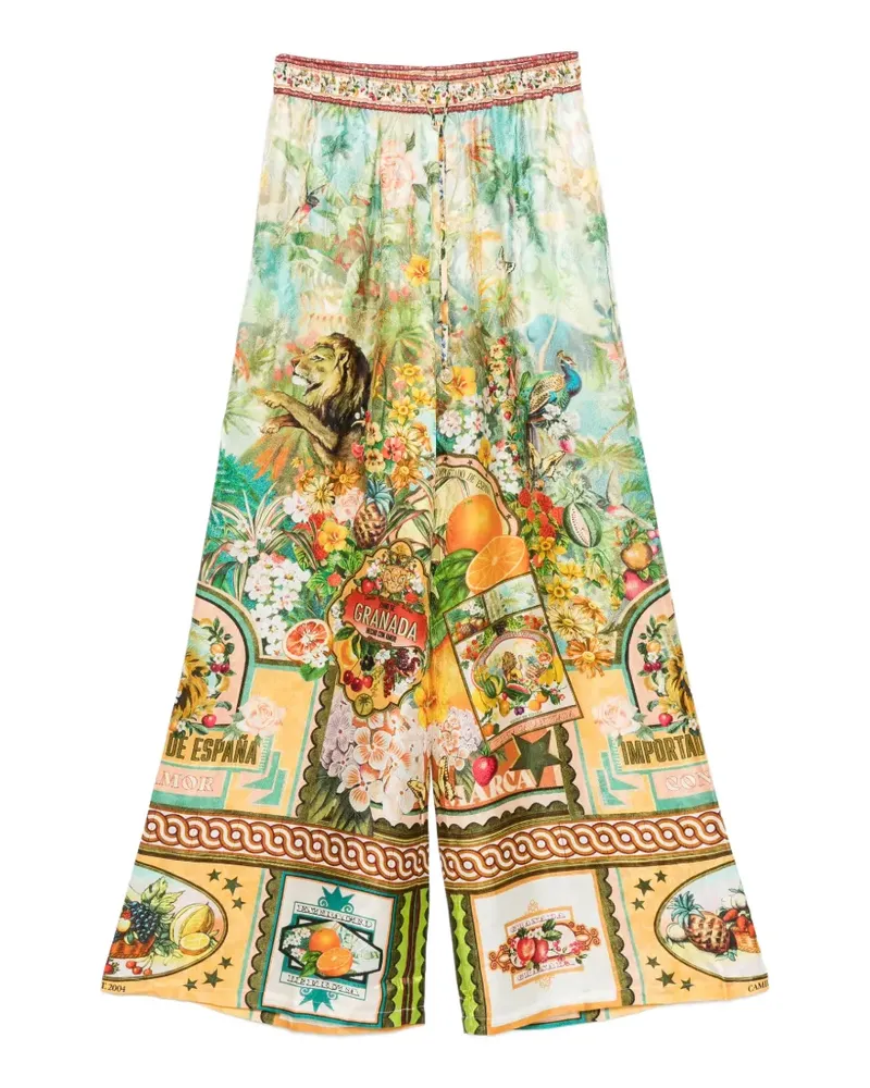 Camilla Palazzohose mit grafischem Print - Grün Grün