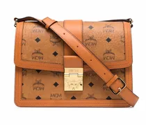 Schultertasche mit Monogramm - Braun