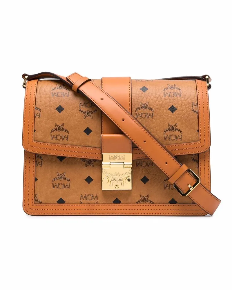 MCM Schultertasche mit Monogramm - Braun Braun