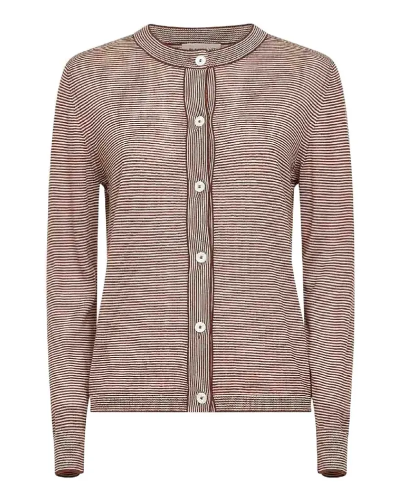 Blanca Gestreifter Cardigan mit Knöpfen - Braun Braun