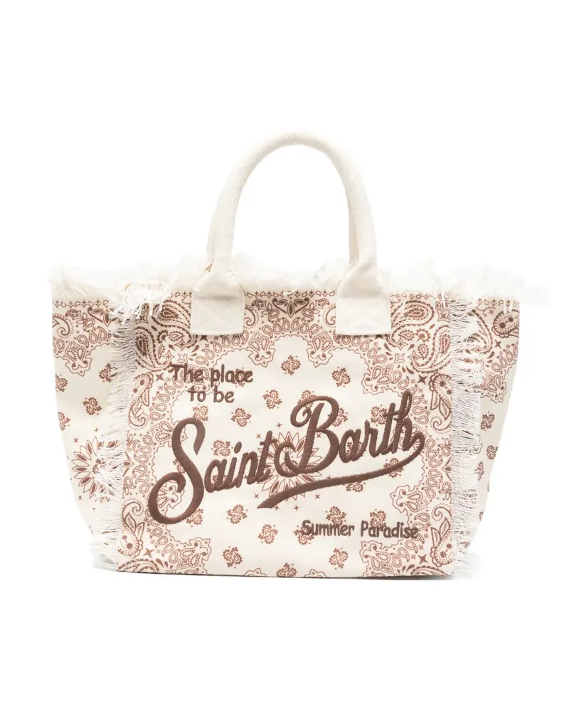 MC2 Saint Barth Vanity paisley-print frayed tote bag - Nude Nude